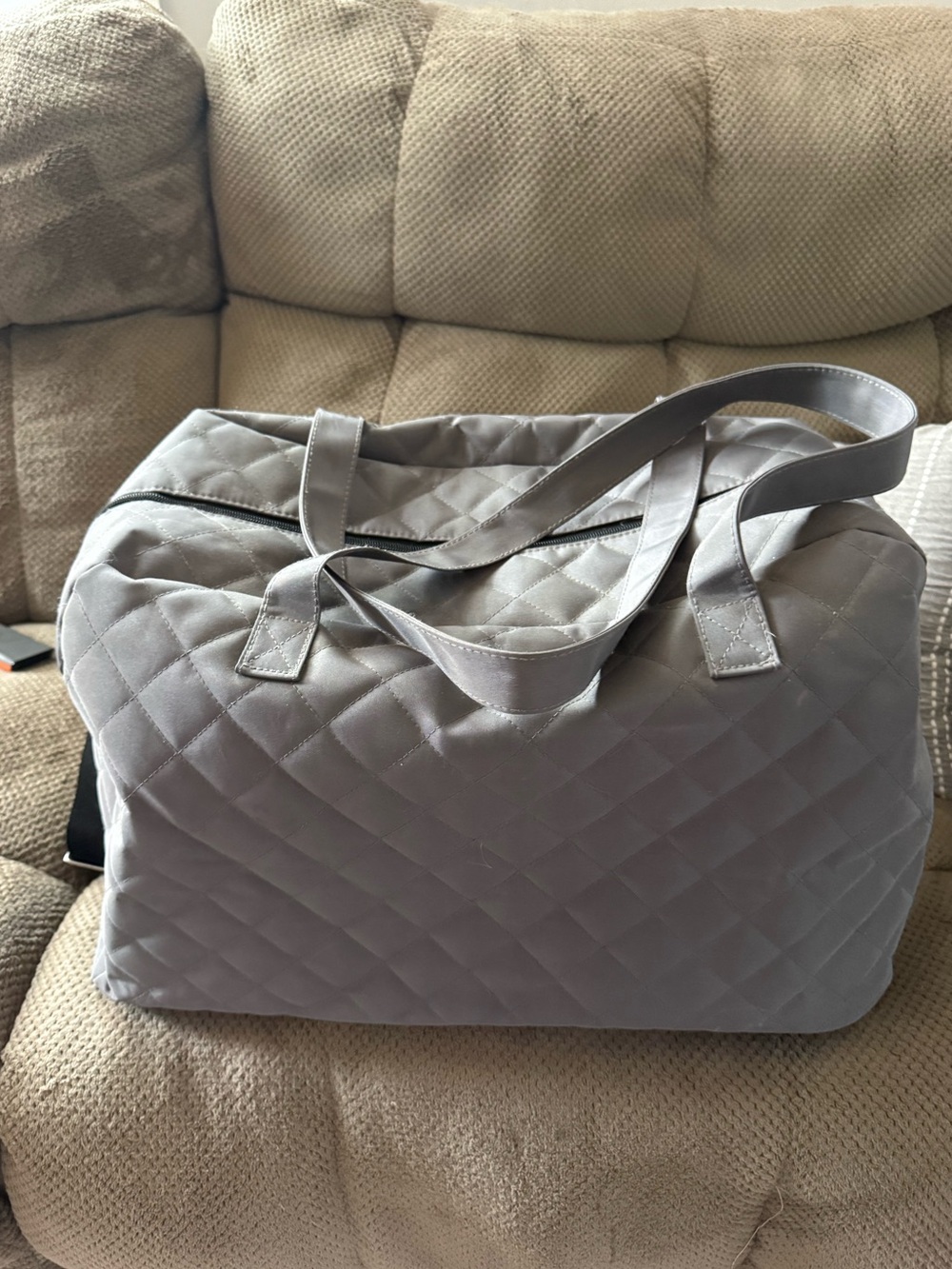 DSW Quilted Gray Tote Weekend Bag
